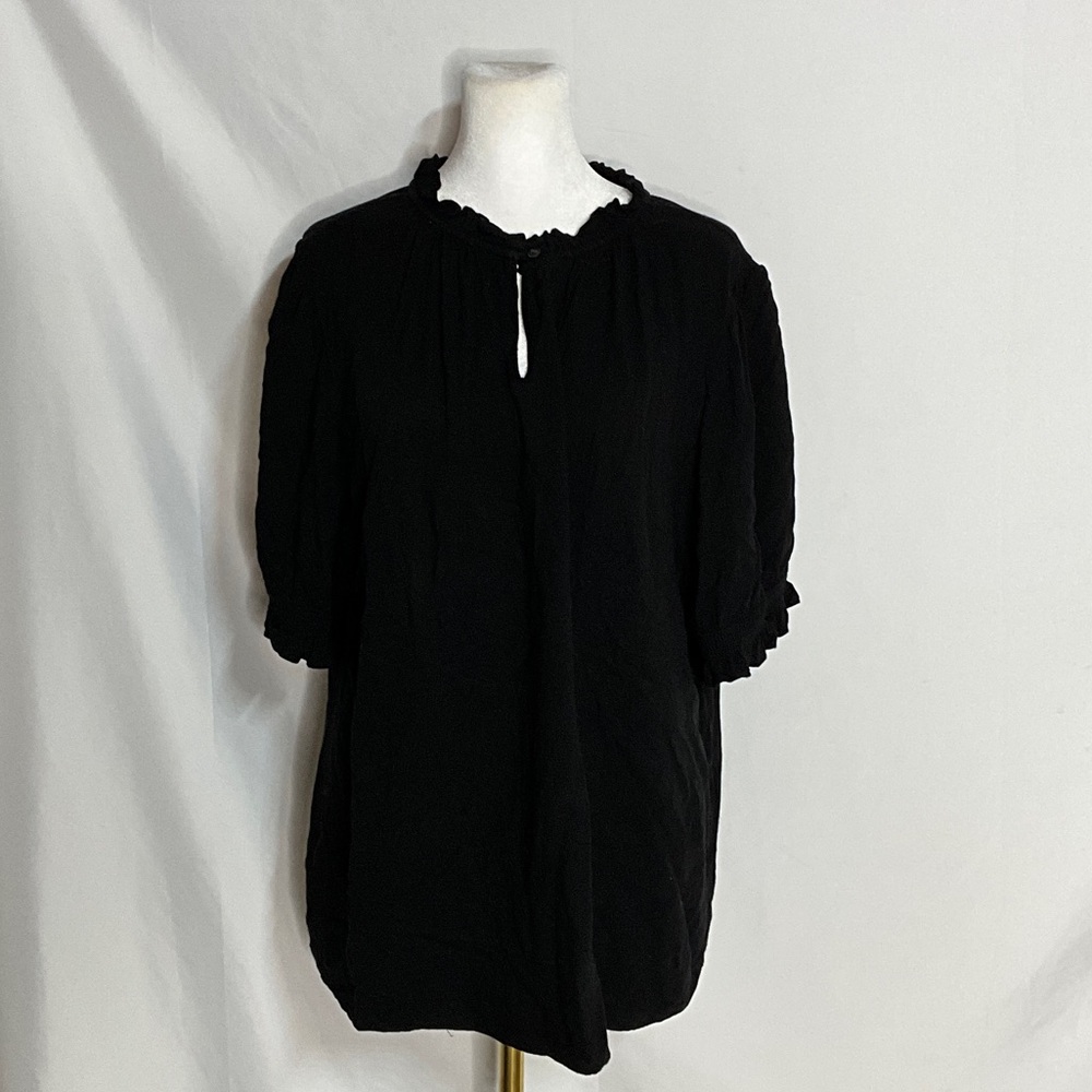 Elegant Black Women's Top Small Ruffle Trim